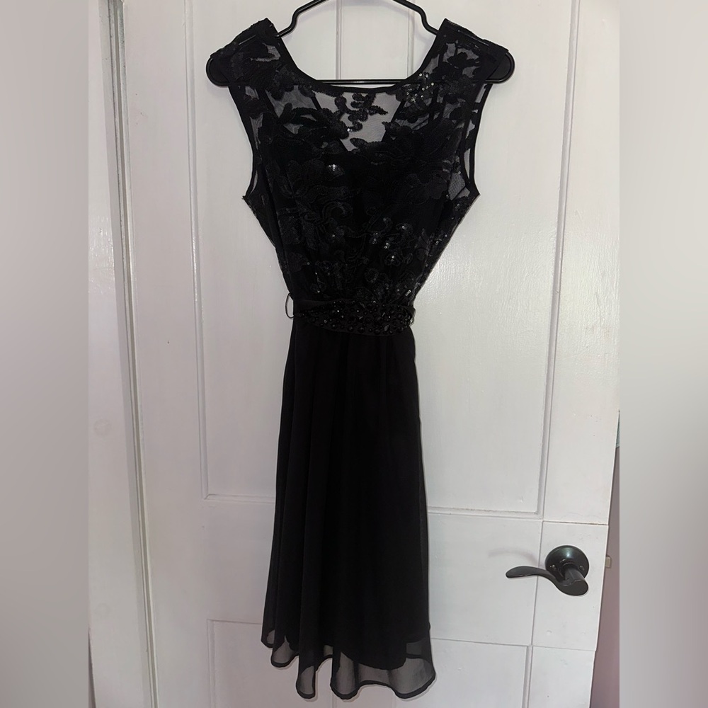 Ricki's Black Cocktail Dress with Jewelled Tie Belt - BNWT